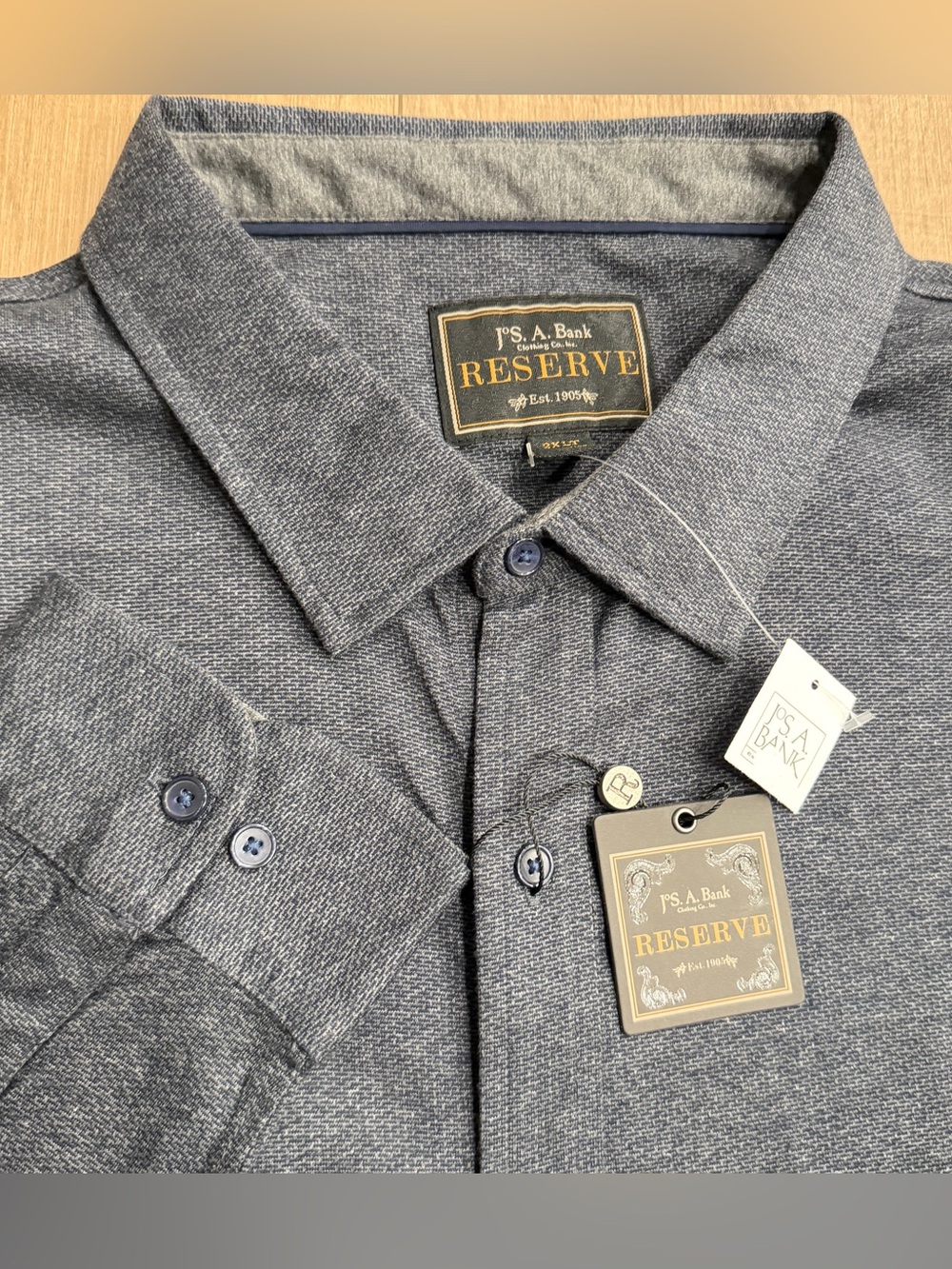 Jos A Bank Reserve 1905 Gray Cotton Button Up Dress Shirt Men 2XLT NEW J012098